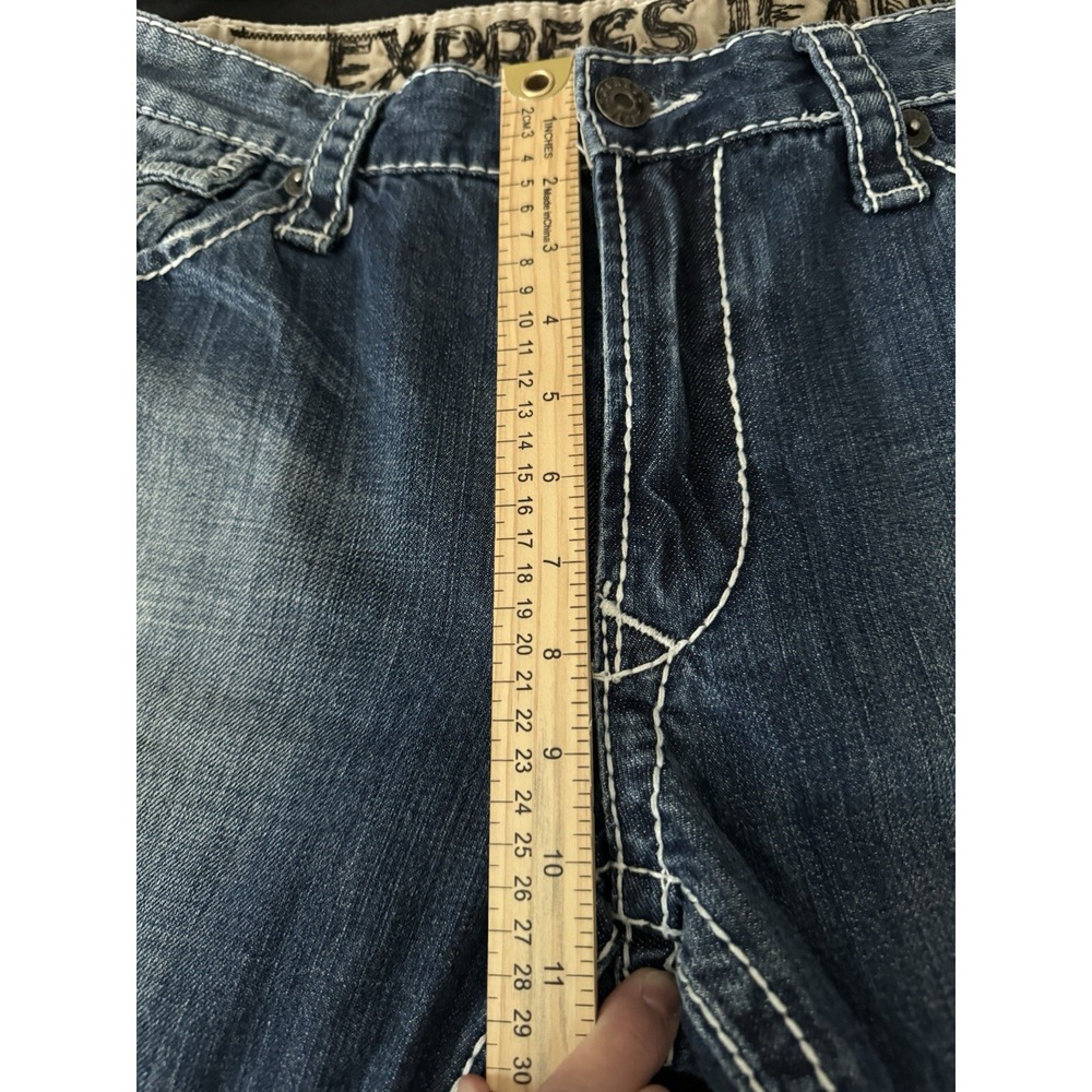 Express Mens 34x31 Jeans Classic Low Rise Boot Cut Kingston Denim *see Note* - Picture 8 of 16
